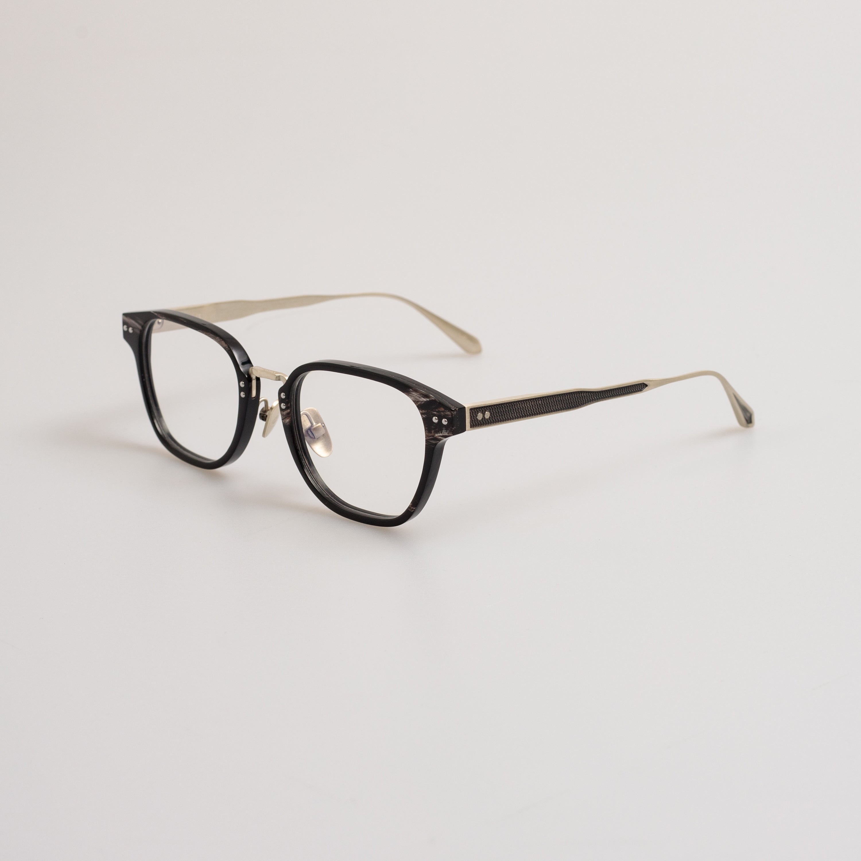 Jeffrey Optical Frame in Black Horn and Silver - 4