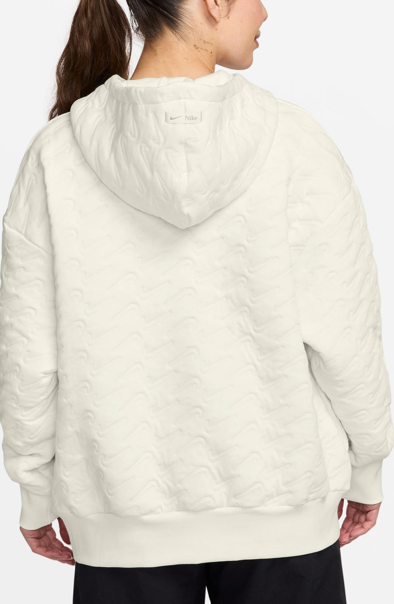 Nike Swoosh Jacquard Phoenix Fleece Hoodie in Sail/Sand Drift at Nordstrom - 2