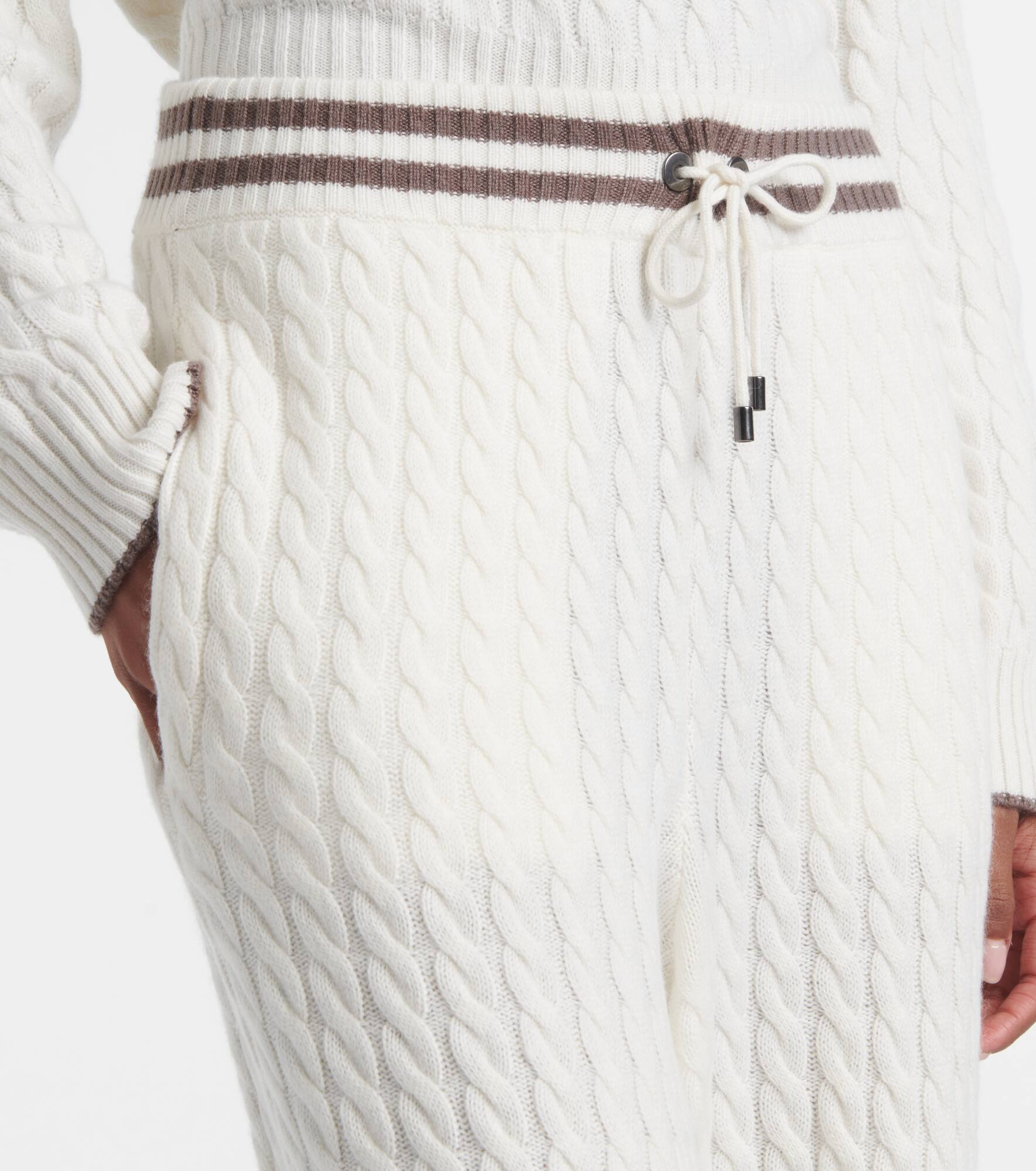 Cable-knit cashmere wide-leg pants - 4