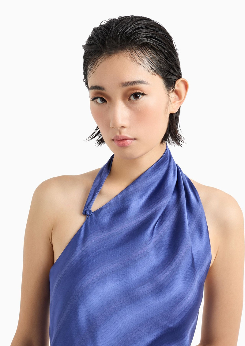 One-shoulder dress in jacquard viscose with diagonal gradient-effect motif 6