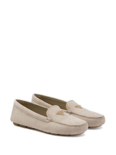 Prada triangle-logo suede driving loafers outlook