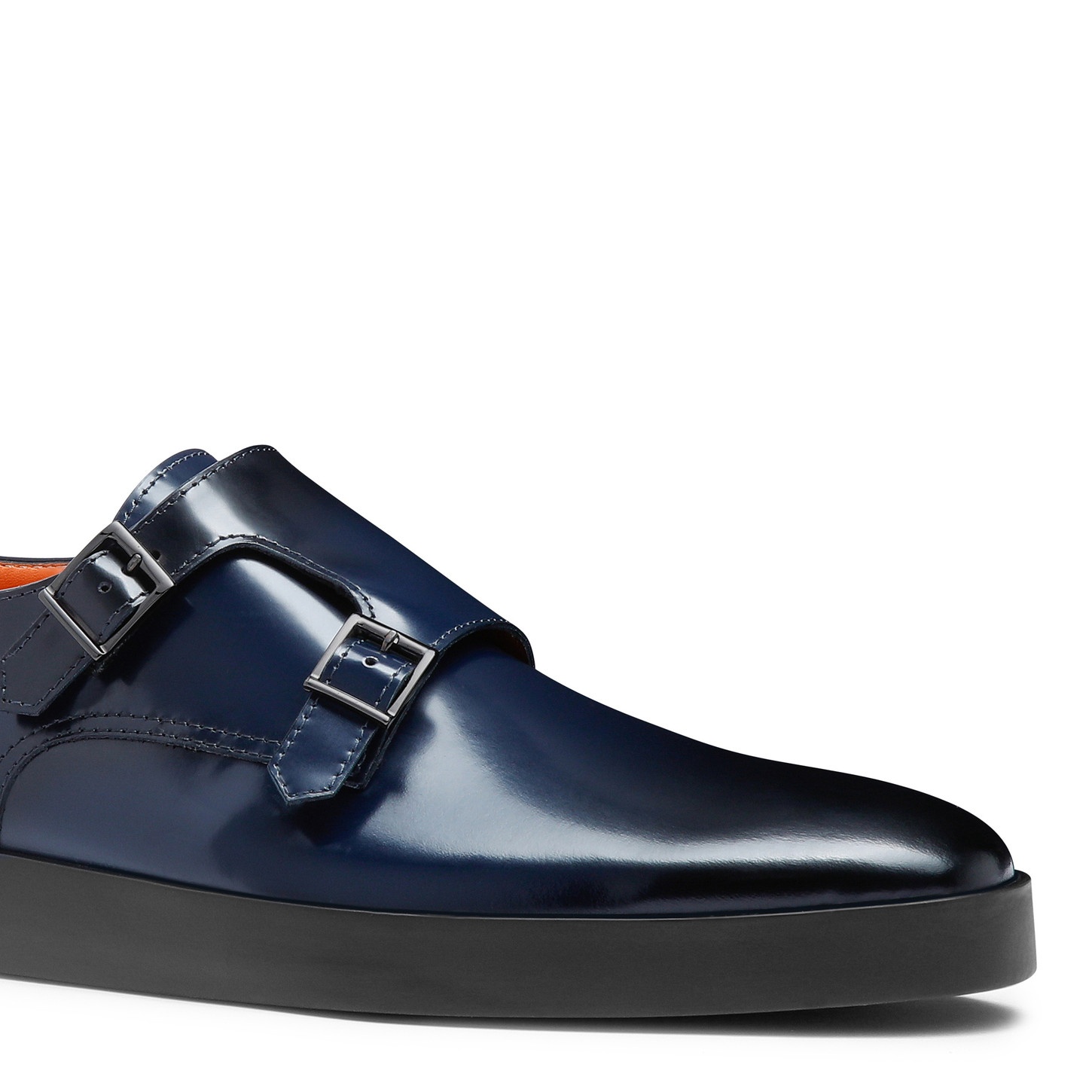 Men’s blue shiny leather double-buckle shoe - 5