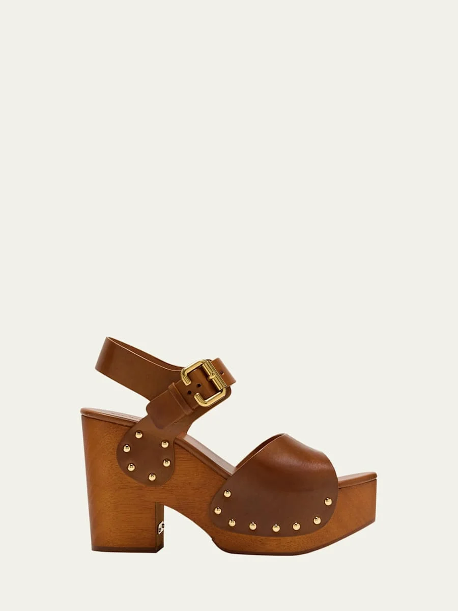 Jeannette Leather Clog Platform Sandals - 1