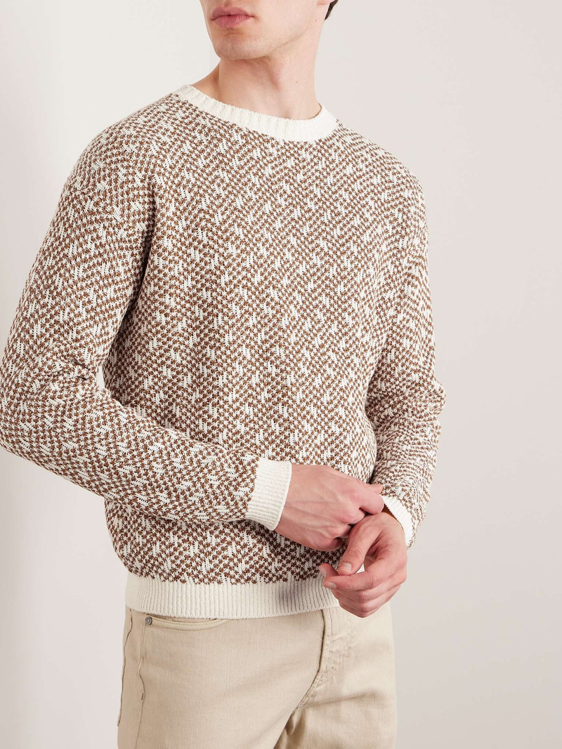 Jacquard-Knit Linen-Bouclé Sweater 3