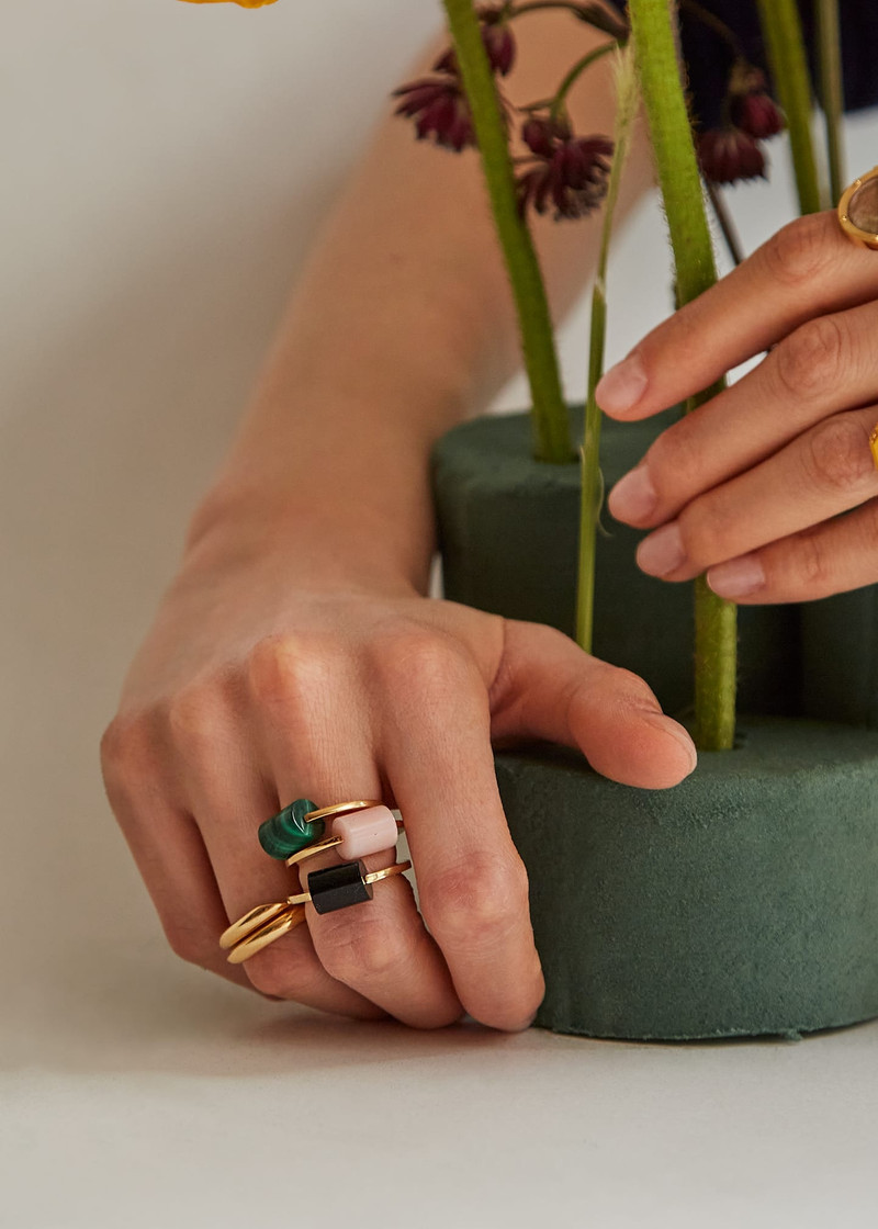 ALIITA Deco Cylinder Ring with Malachite outlook