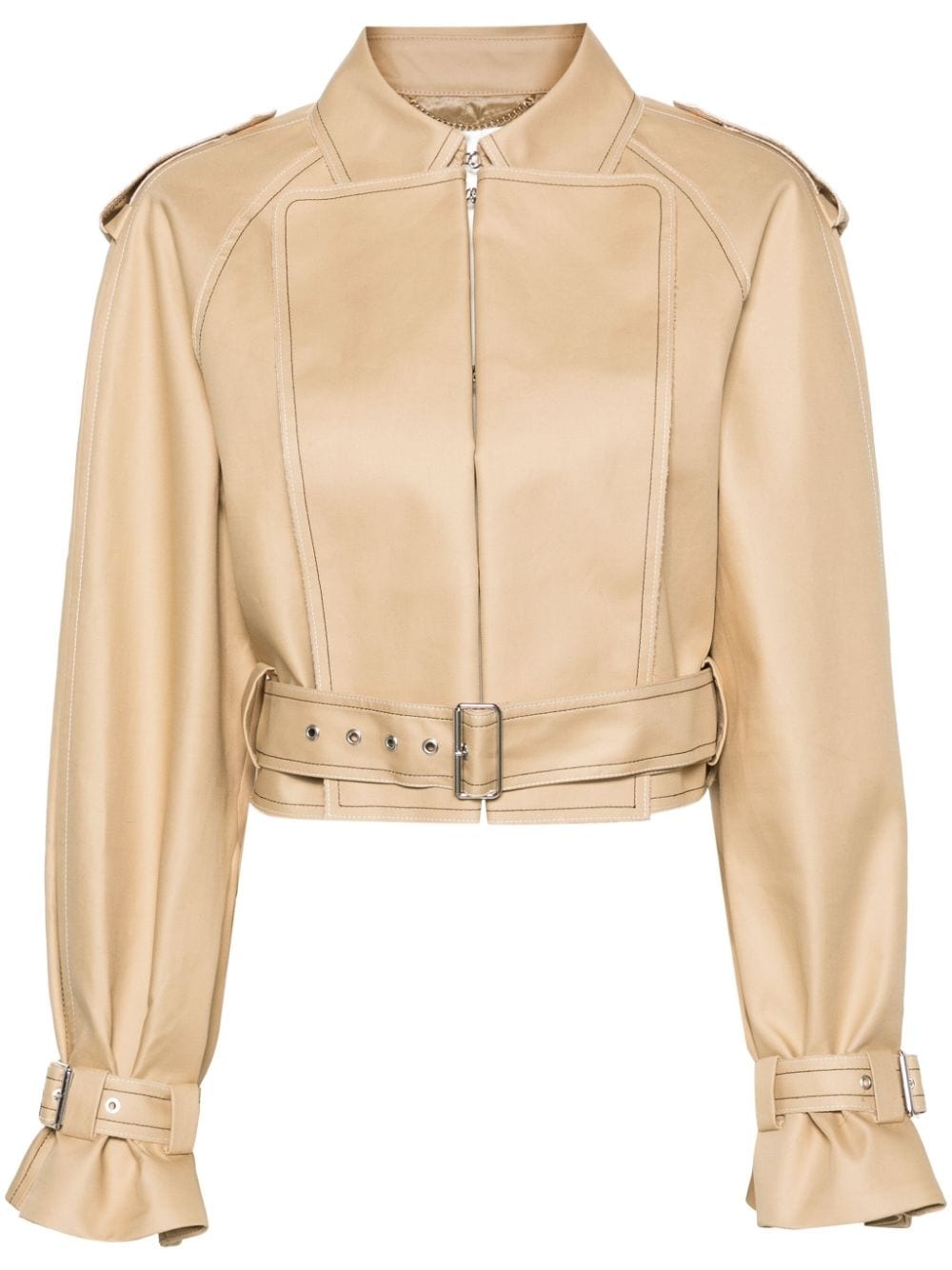 raw-cut cotton biker jacket - 1