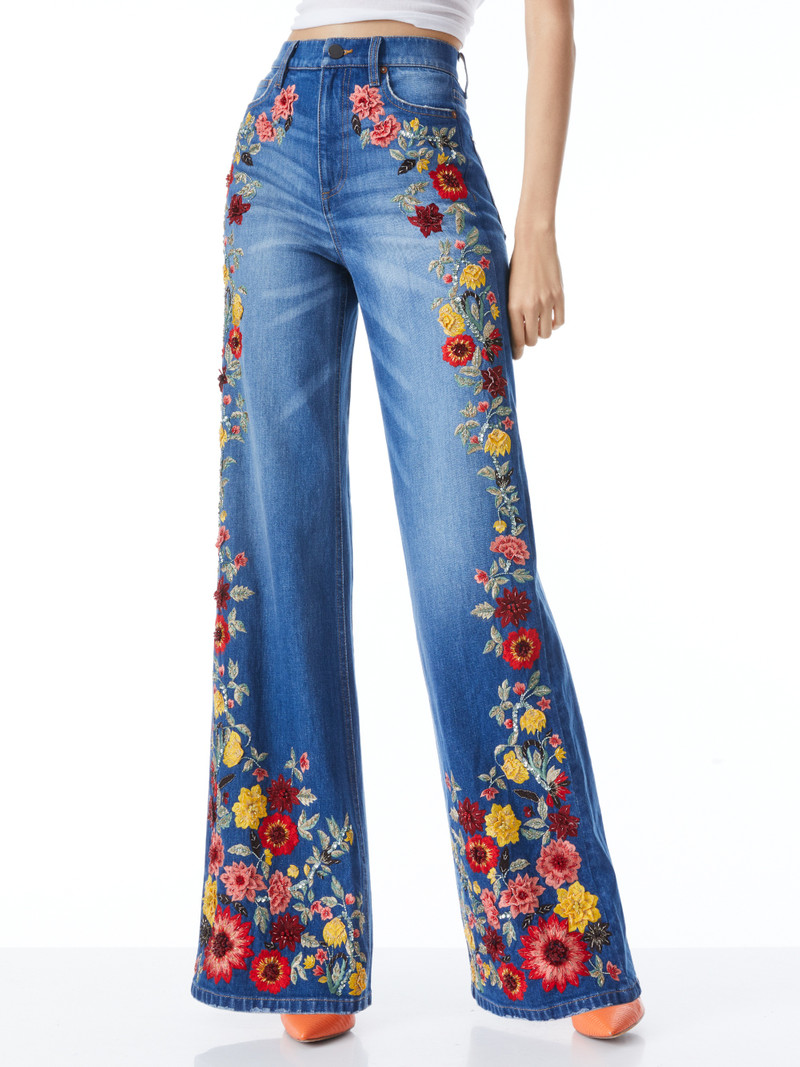 GORGEOUS EMBROIDERED WIDE LEG JEANS 2