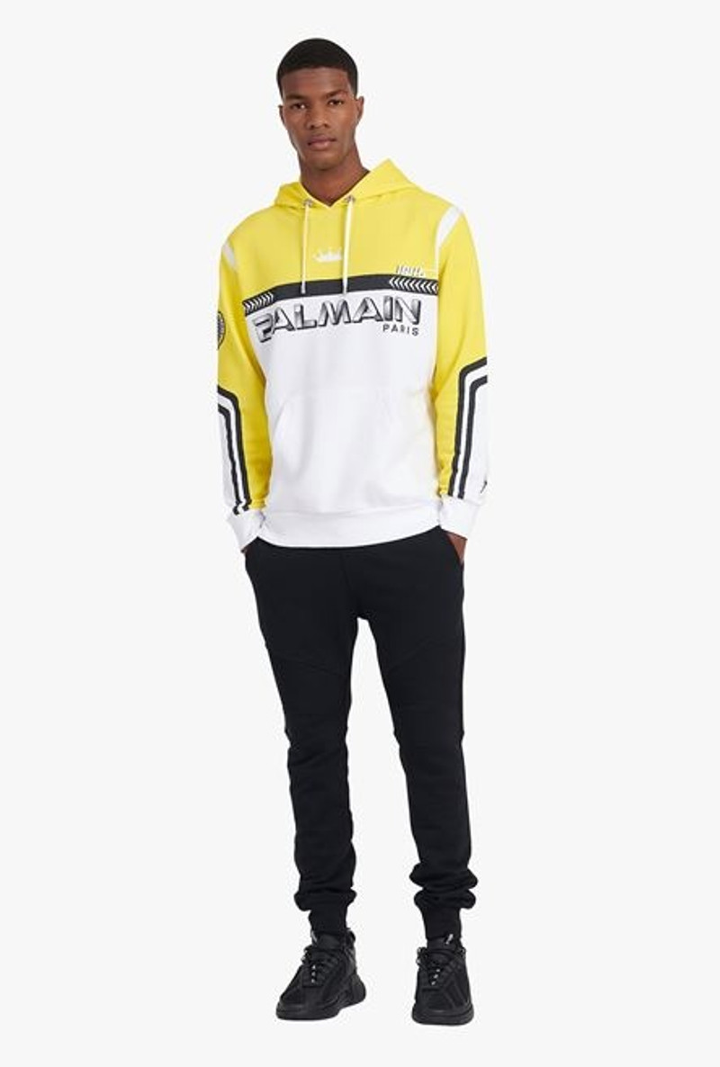 Balmain Oversized yellow cotton sweatshirt with Balmain logo print outlook