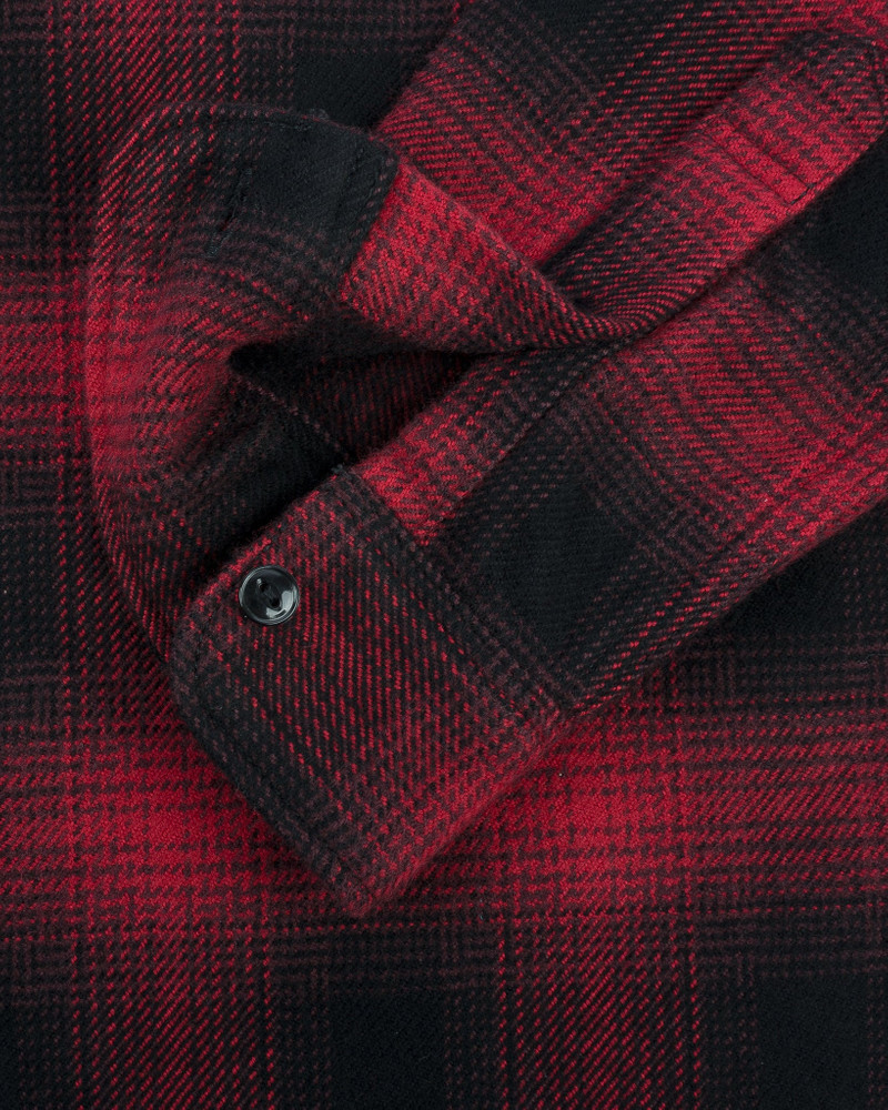 ULTRA HEAVY FLANNEL OMBRÉ CHECK WORK SHIRT - RED/BLACK 9