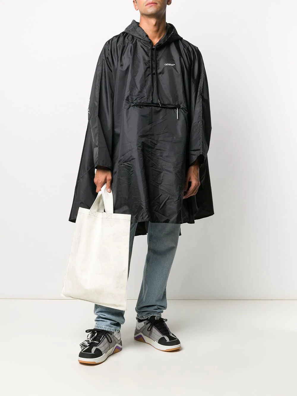 logo-print cape-style raincoat - 2