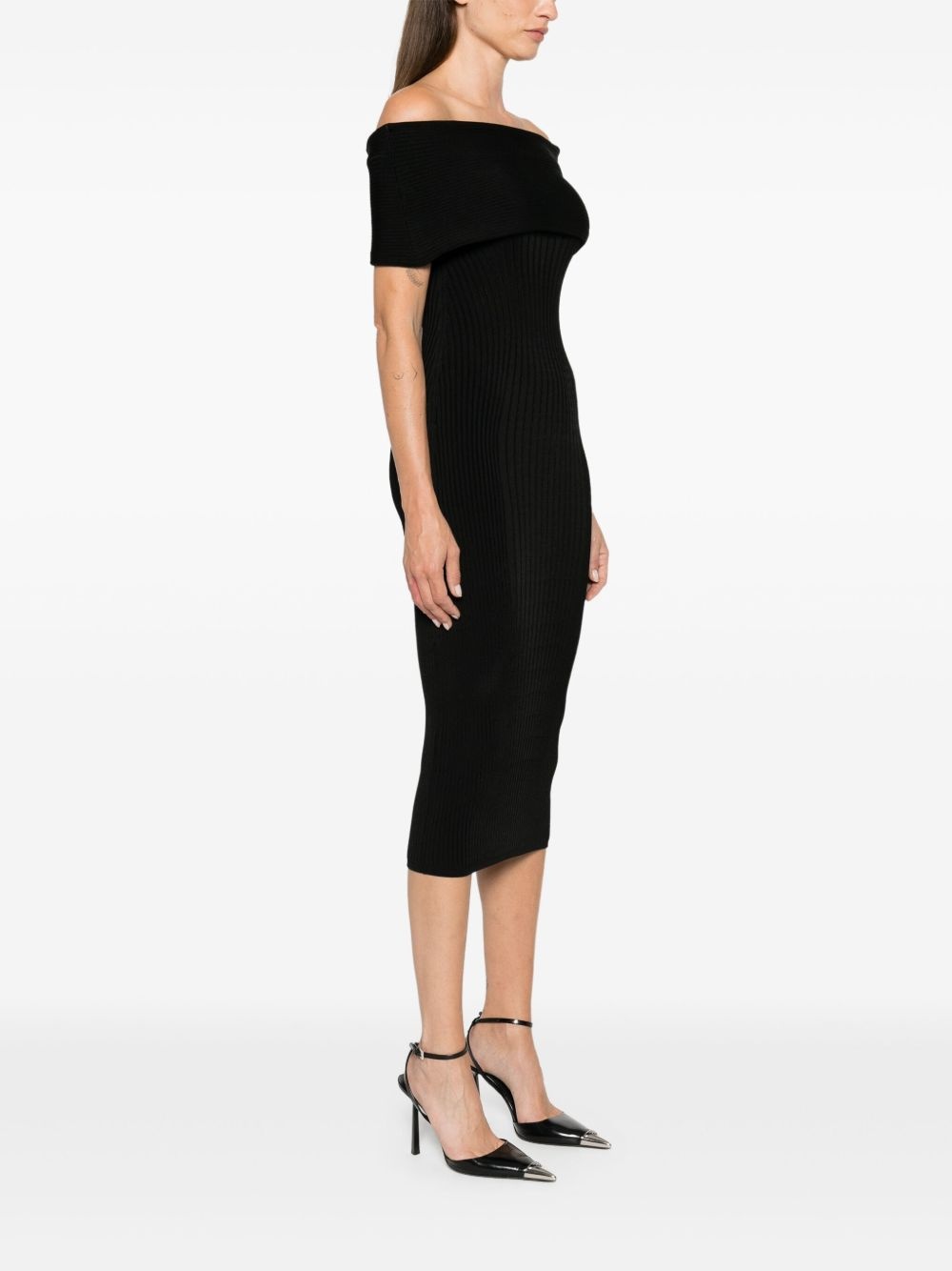 off-shoulder knit dress - 3