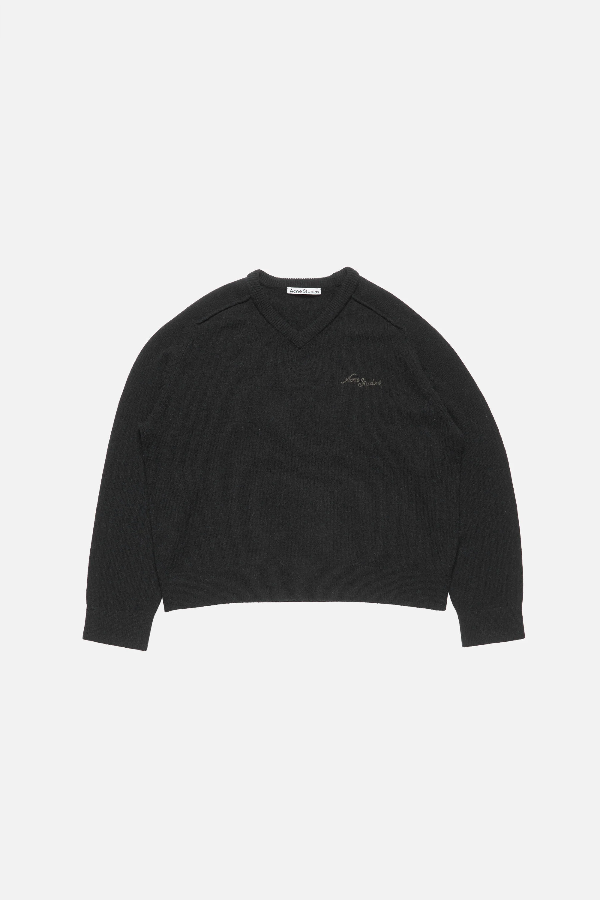 Camel hair v-neck sweater - Black - 1