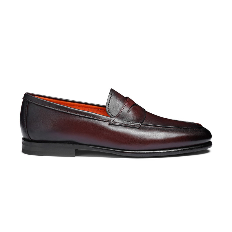 Men's burgundy leather Carlo loafer - 1