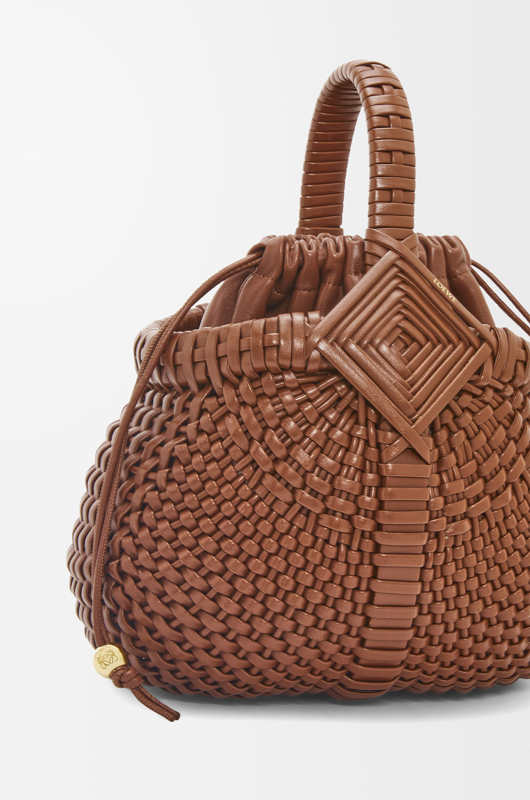 Mini Diamond Round Basket bag in calfskin - 8