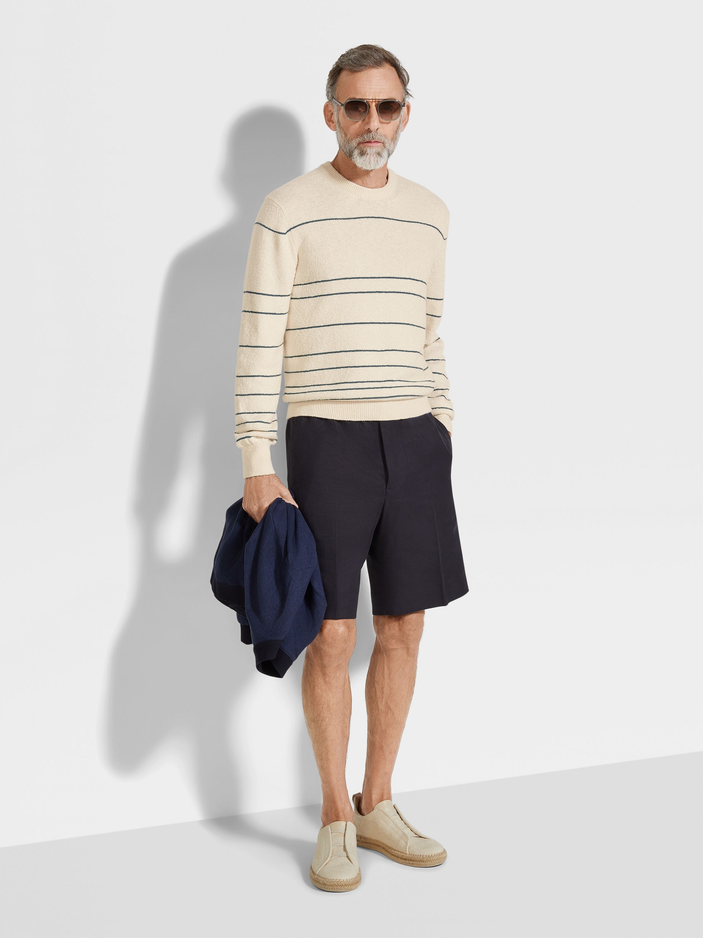 NAVY BLUE OASI LINO SHORTS - 3