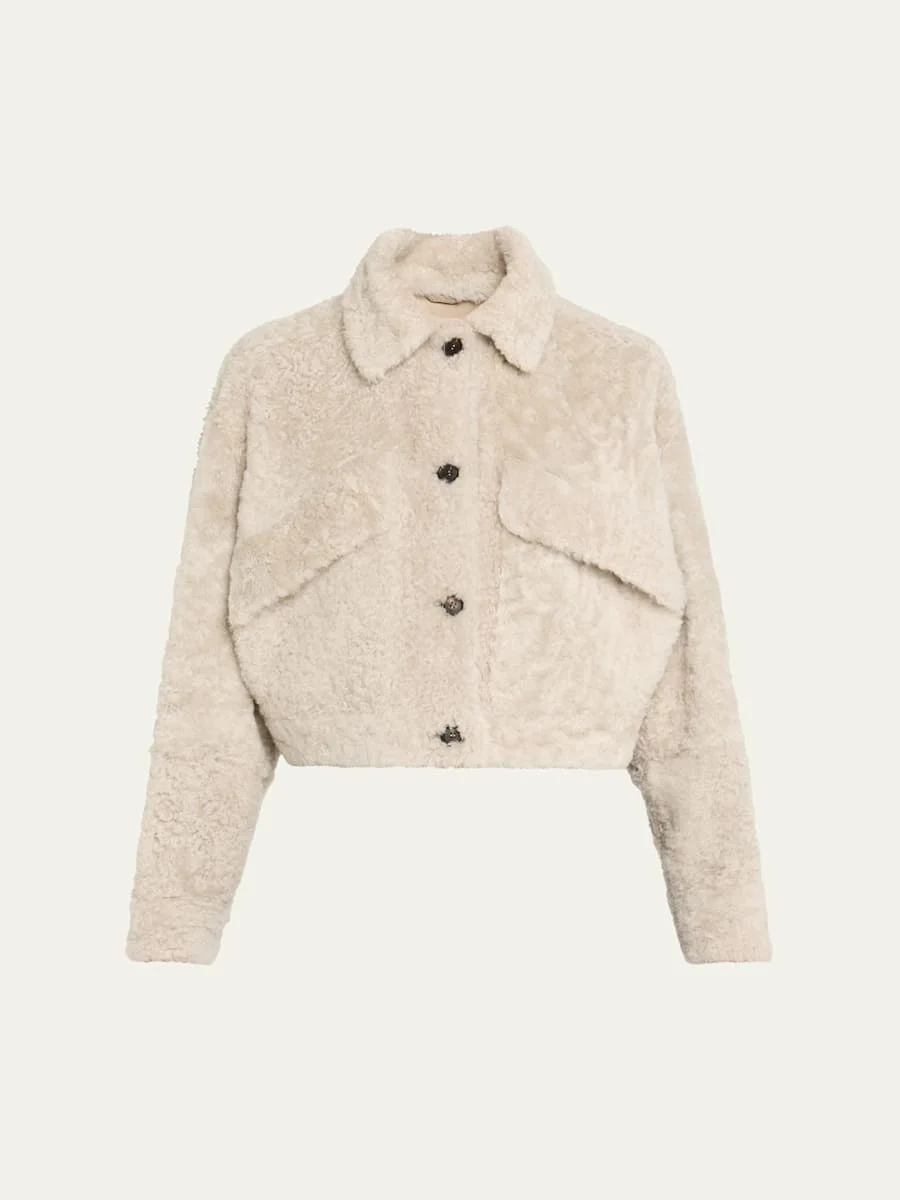Lamb Shearling Cropped Jacket - 1