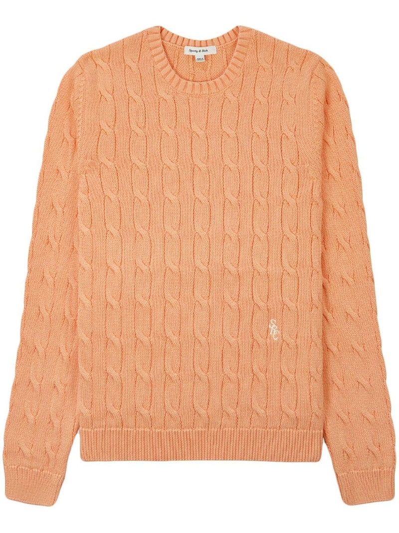 logo-embroidered cable-knit jumper 1