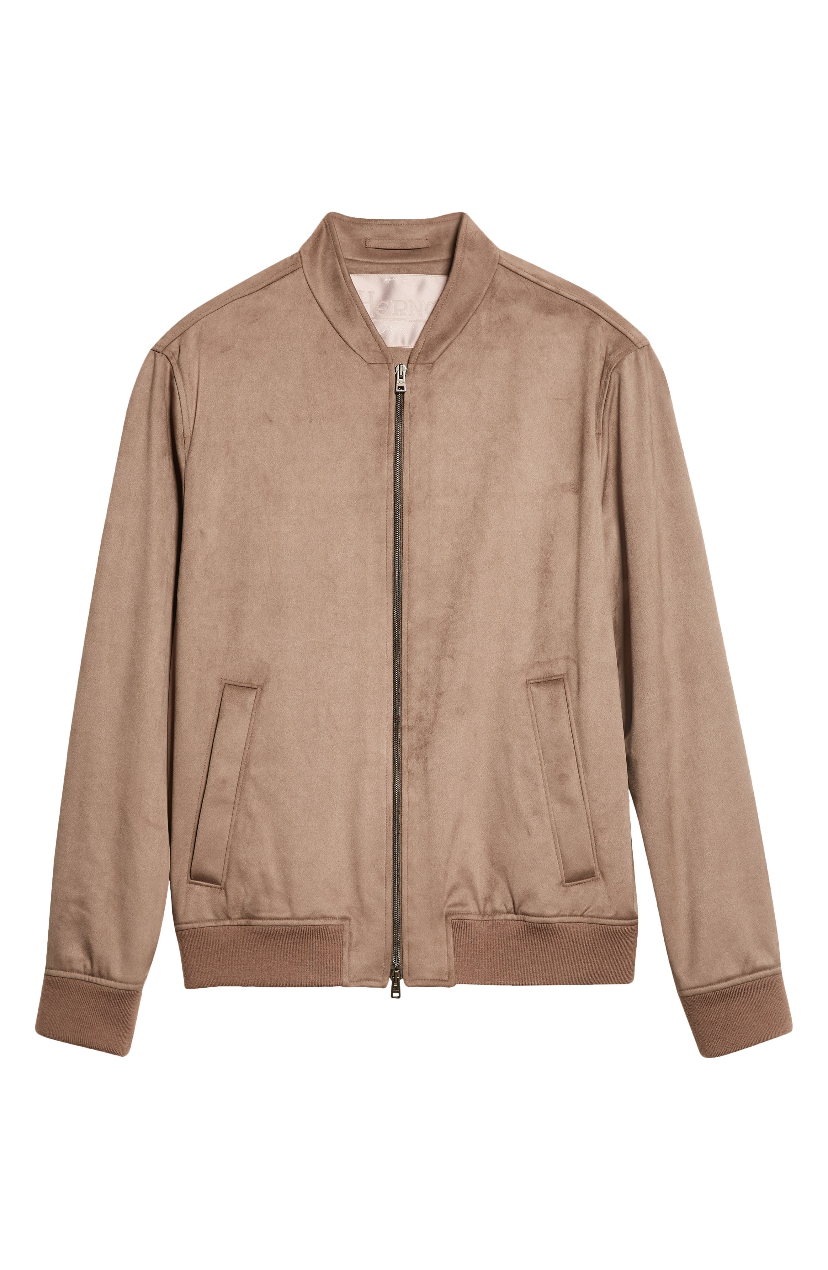 Herno Faux Suede Bomber Jacket in Taupe at Nordstrom - 7