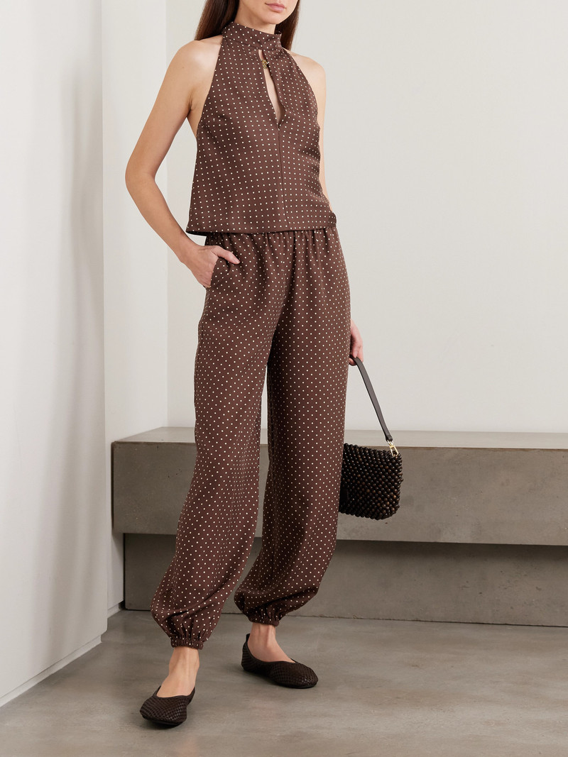 POSSE Phoebe Polka-dot Tencel Lyocell Halterneck Top outlook