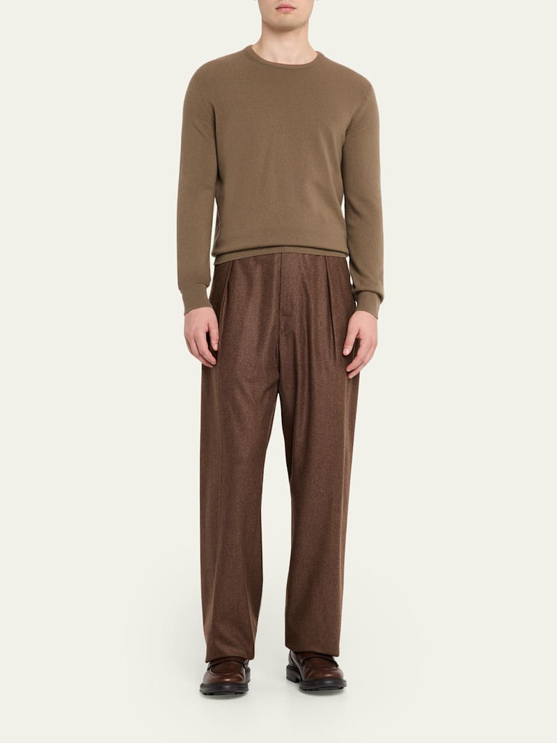 Loro Piana Men's Reinga Pleated Wool-Cashmere Trousers outlook