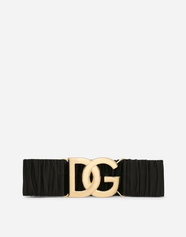 Elasticated and gathered nappa leather belt with DG logo - 1