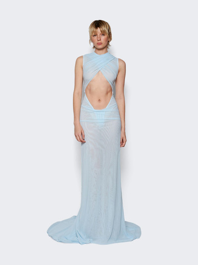 LaQuan Smith Sleeveless Gown With Criss Cross Draping Baby Blue outlook