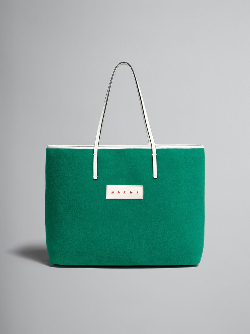 SMALL REVERSIBLE JANUS SHOPPING BAG IN GREEN FELT AND COTTON 1