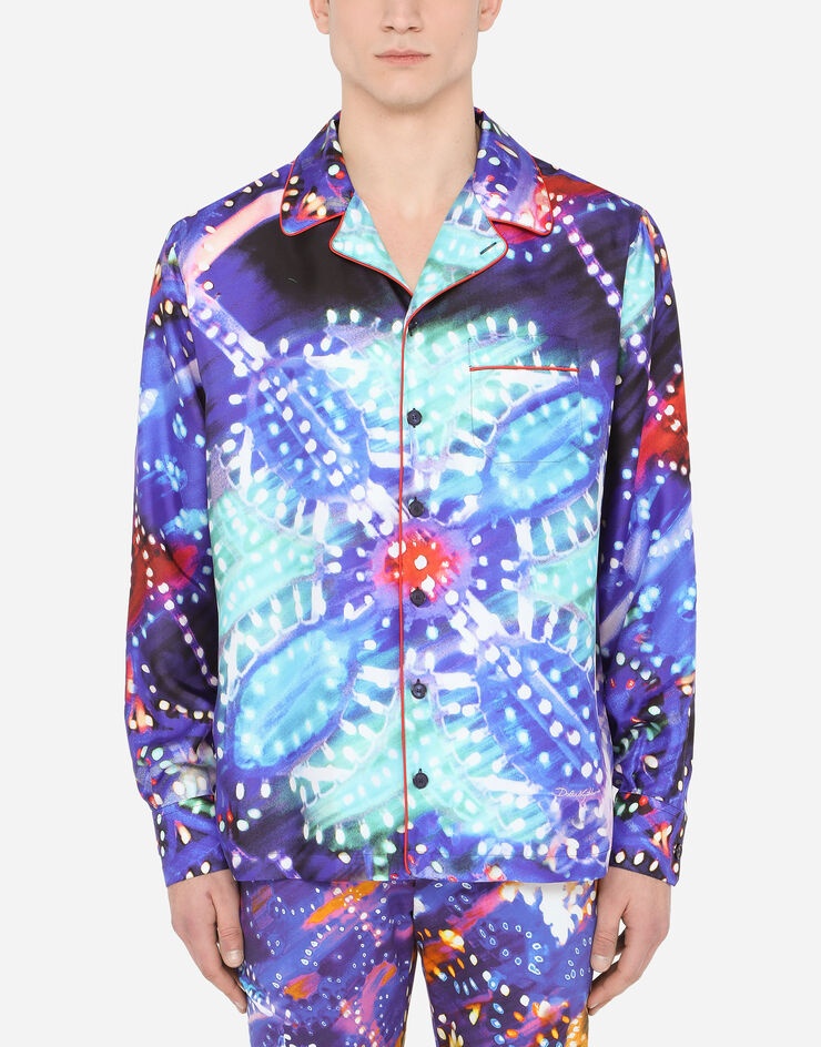 Illumination-print silk Hawaiian shirt - 1