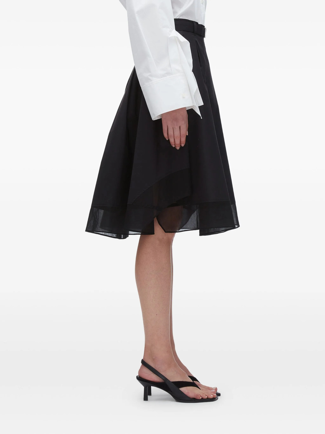 Belted Flounce Midi Skirt With Chiffon - 3