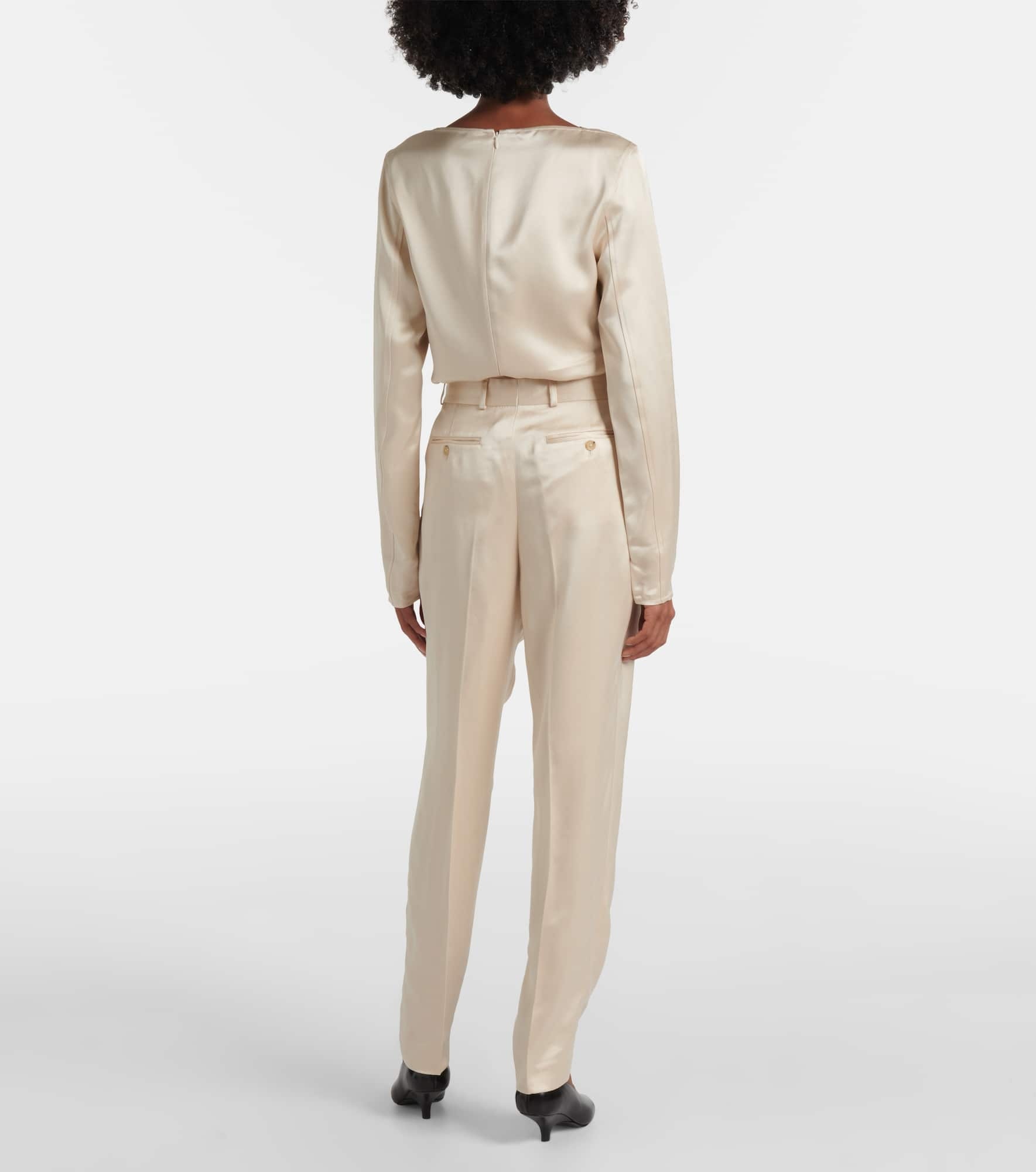 High-rise satin straight pants - 3