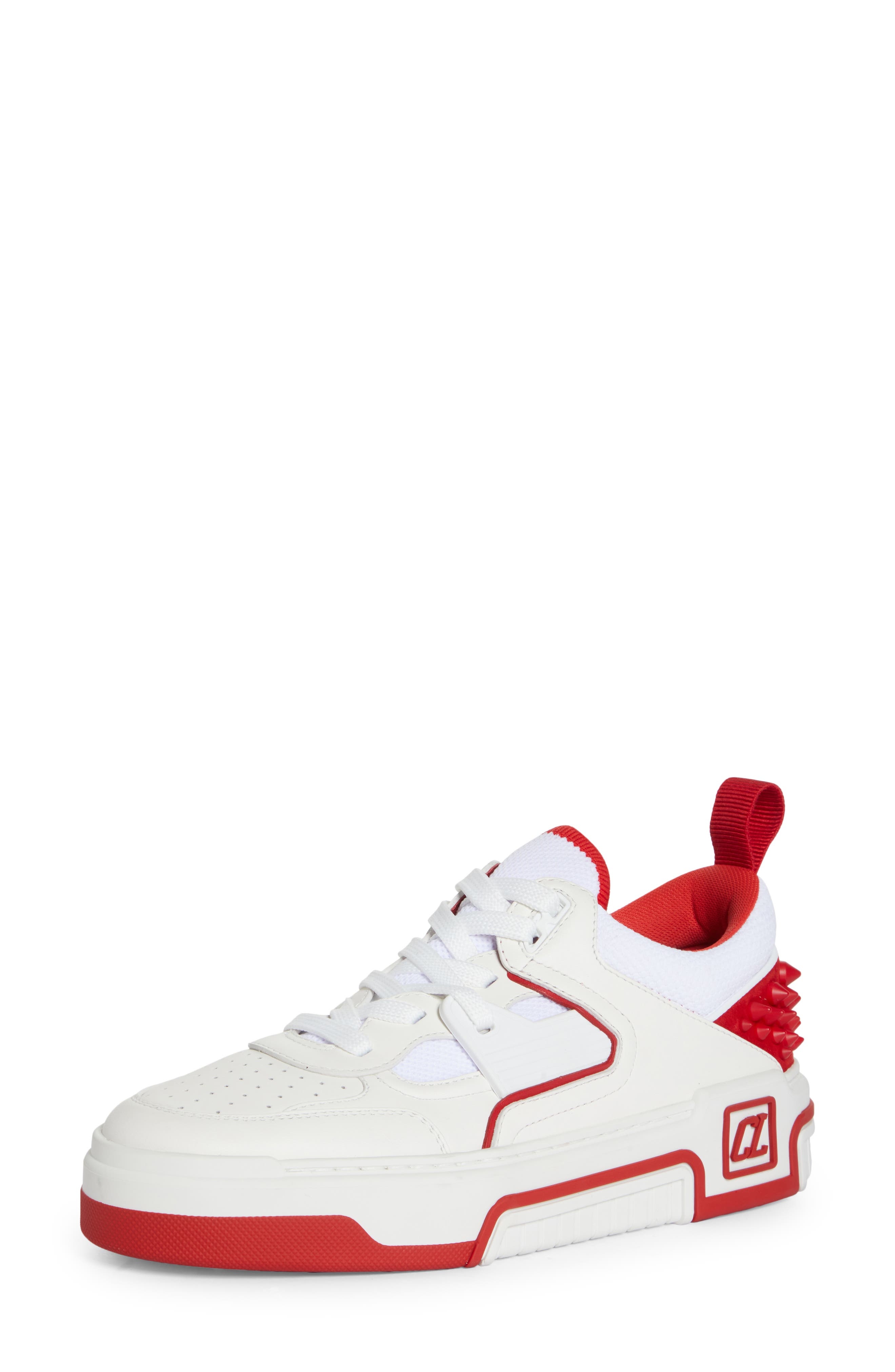 Christian Louboutin Astroloubi Mixed Media Low Top Sneaker in J679 White/Loubi at Nordstrom - 1
