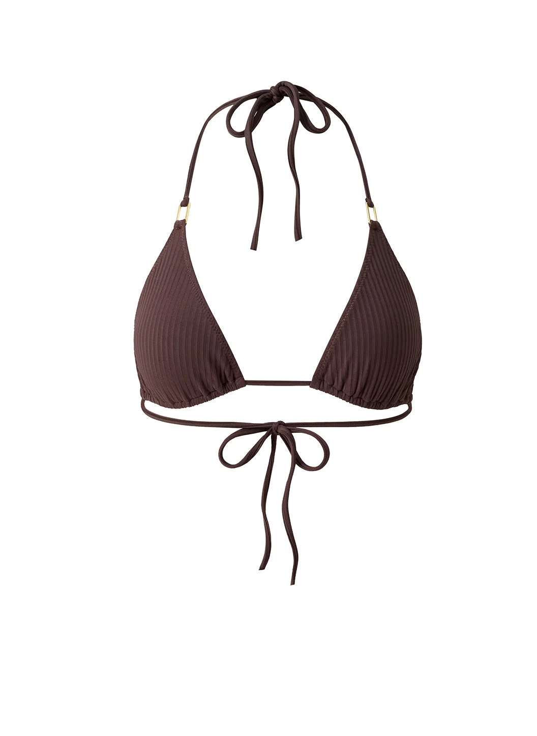 EXCLUSIVE CANCUN BROWN RIBBED BIKINI TOP - 1