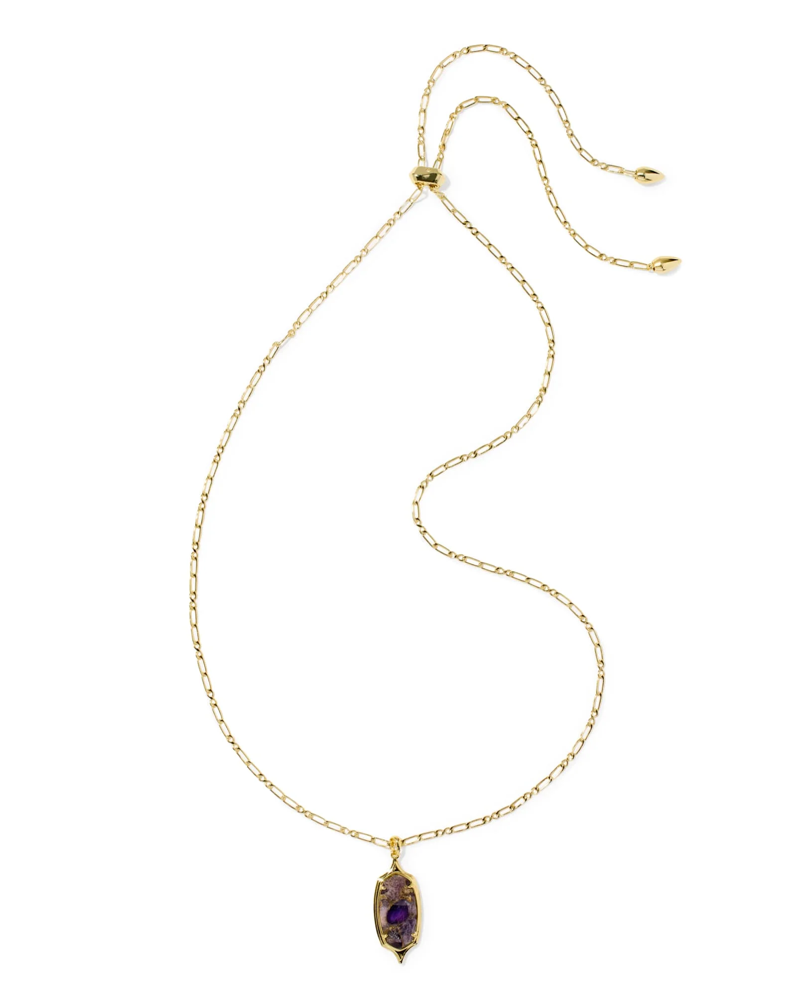 Dani Stepped Frame Gold Long Pendant Necklace - 1