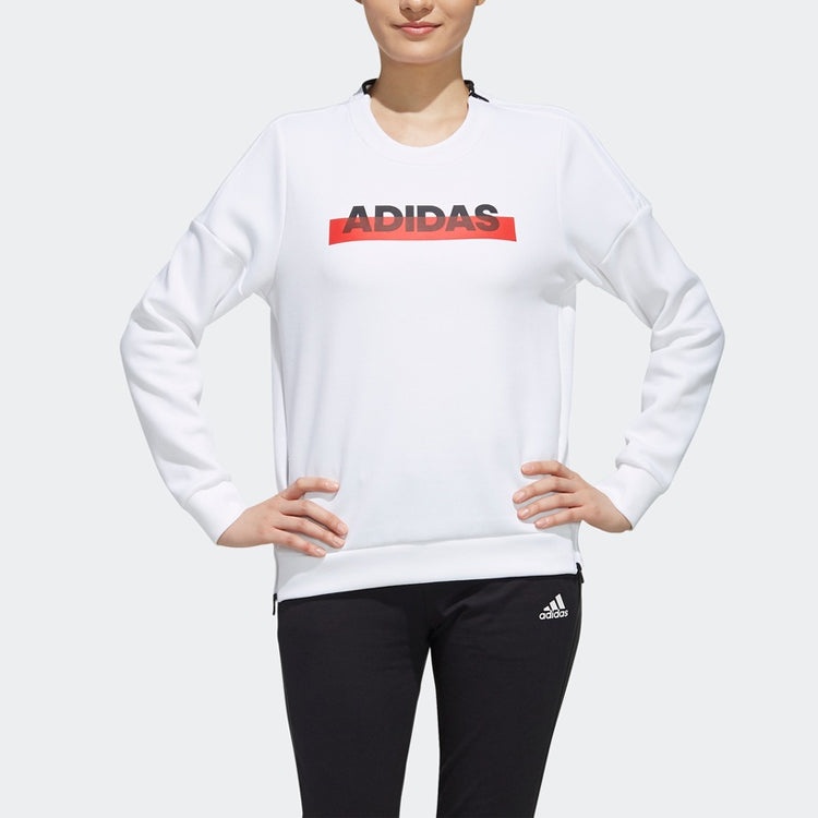 (WMNS) adidas Sports Stylish Pullover Round Neck Long Sleeves White EH3857 - 3