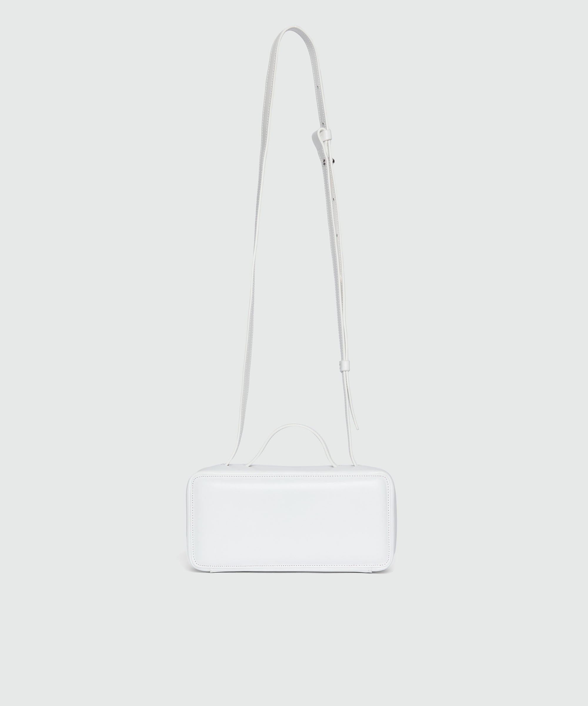 Small white shiny leather CLAP BAG - 2