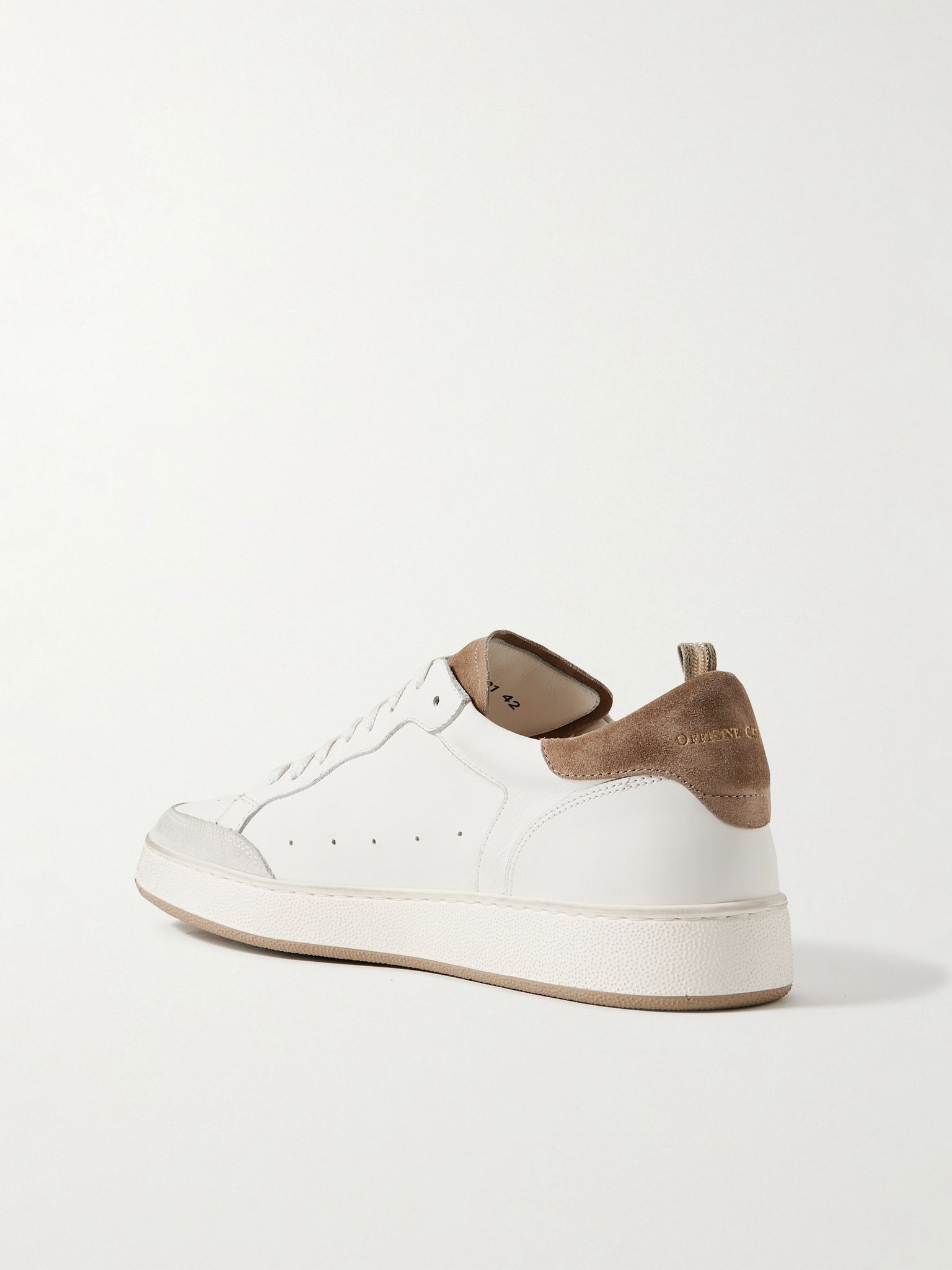 The Answer 001 Distressed Suede-Trimmed Leather Sneakers White - 4