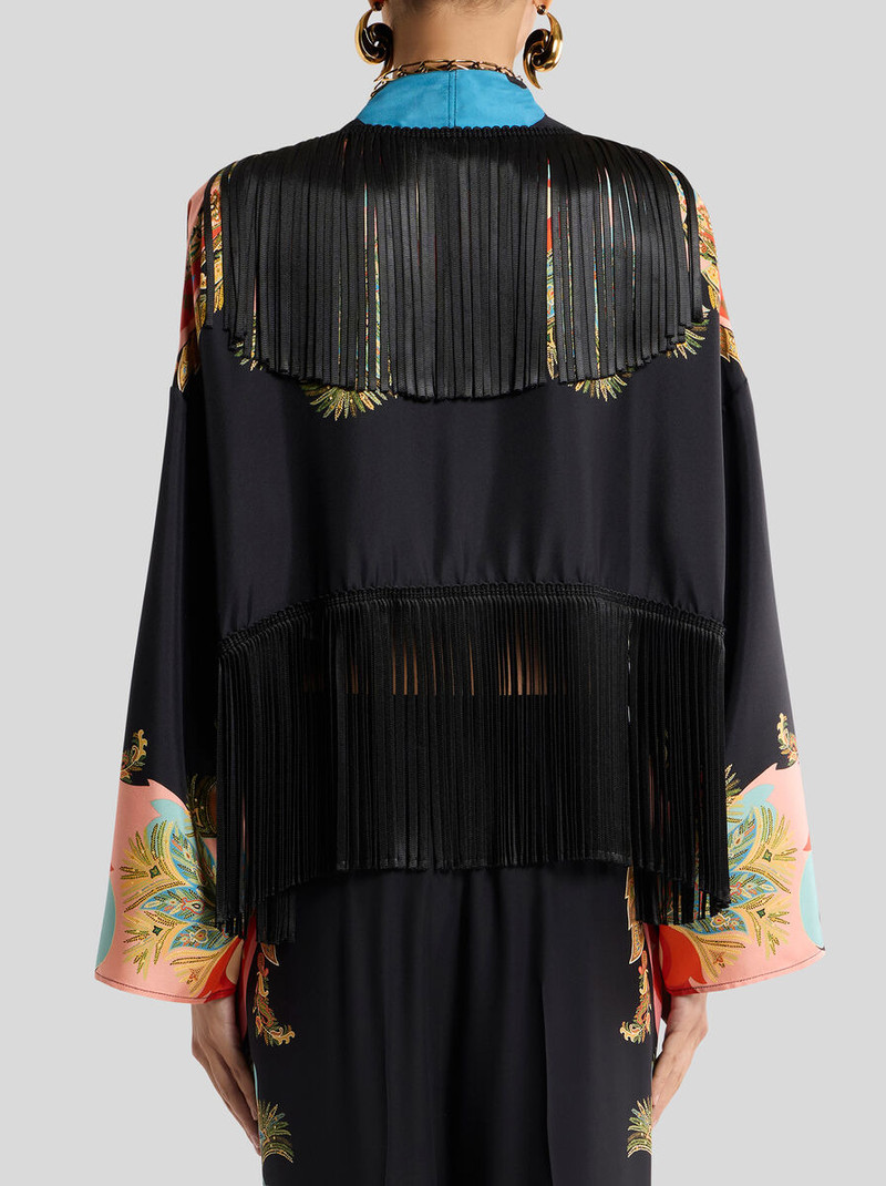 SILK JACKET WITH FRINGING AND PLACED PRINT 5