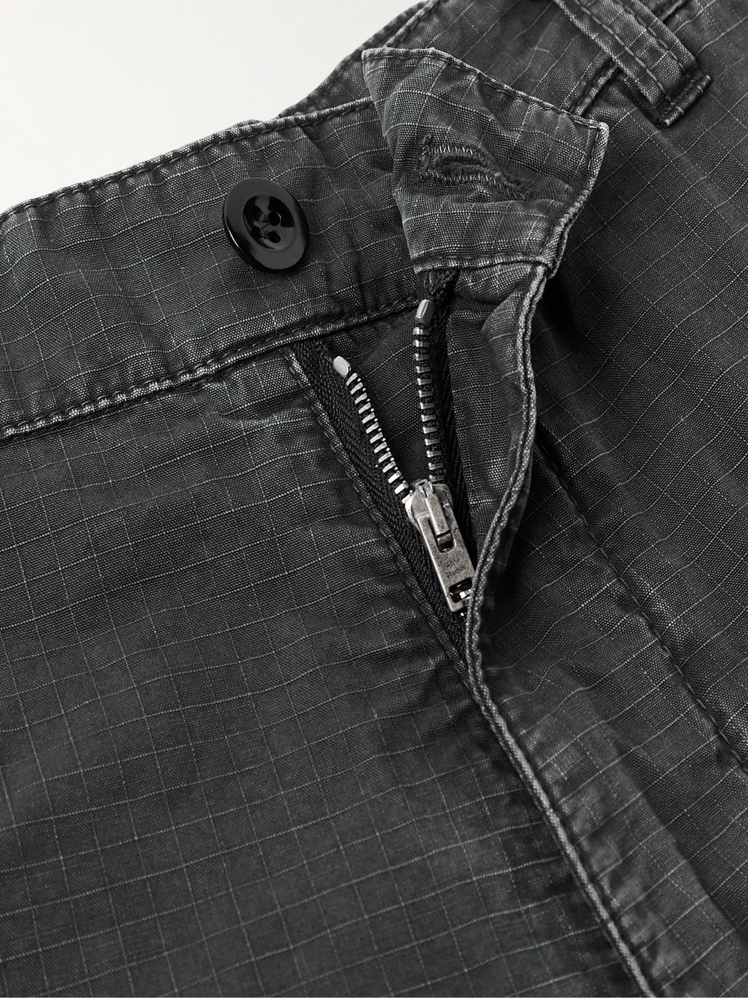 Wide-Leg Logo-Embroidered Cotton-Ripstop Cargo Trousers Black - 6