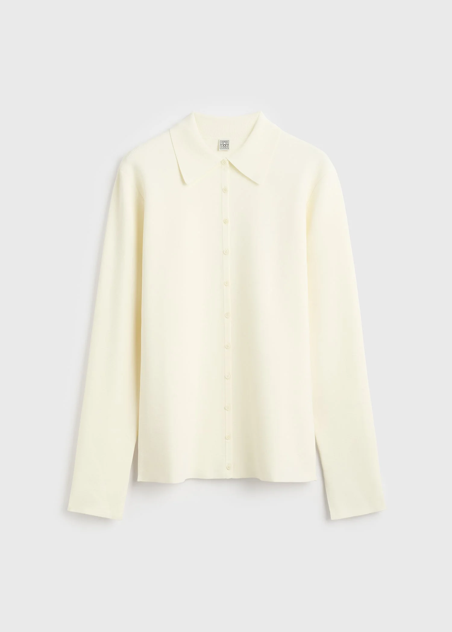 Compact knit buttoned top white - 1