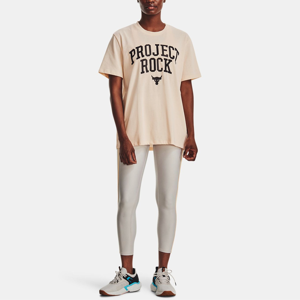 (WMNS) Under Armour Project Rock Heavyweight Campus T-Shirt 'Peach Puff' 1377449-804 - 3