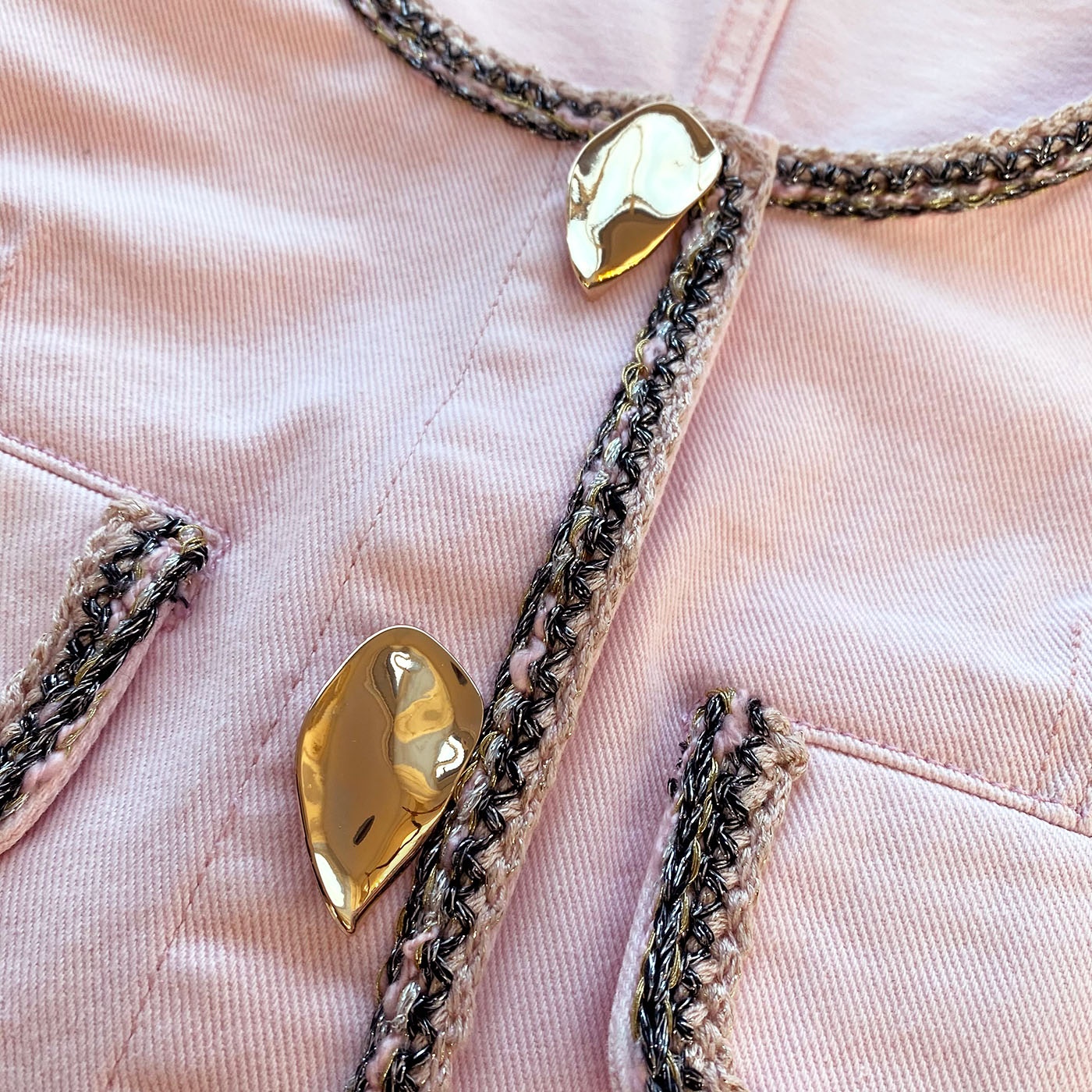 Light Pink Denim Cropped Jacket - 6