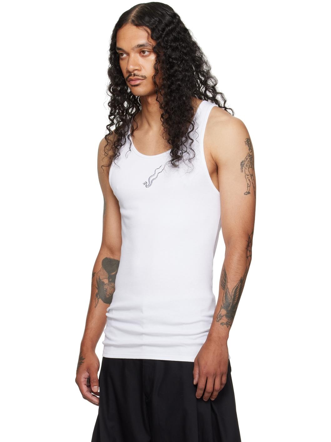 White Logo Embroidered Tank Top - 4