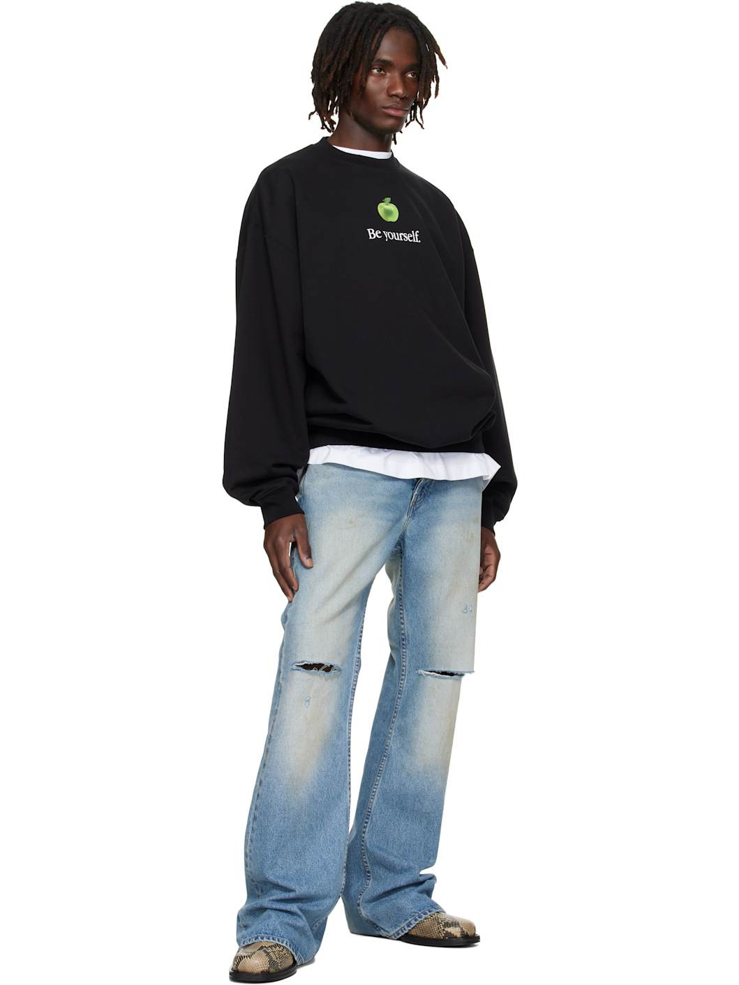 Black 'Be Yourself' Oversized Sweatshirt - 4