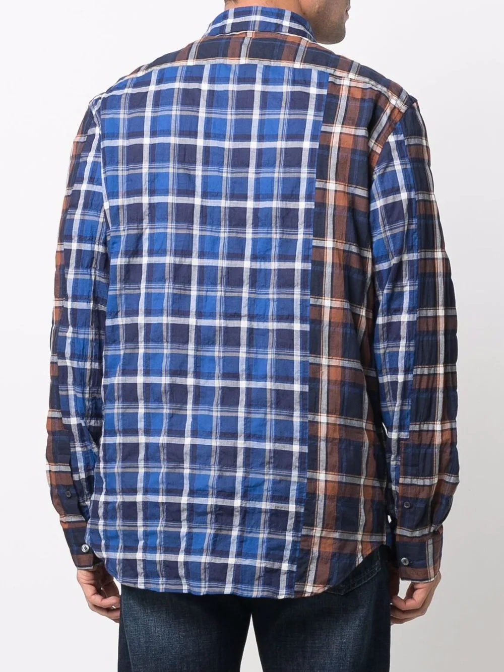 logo-embroidered check shirt - 4