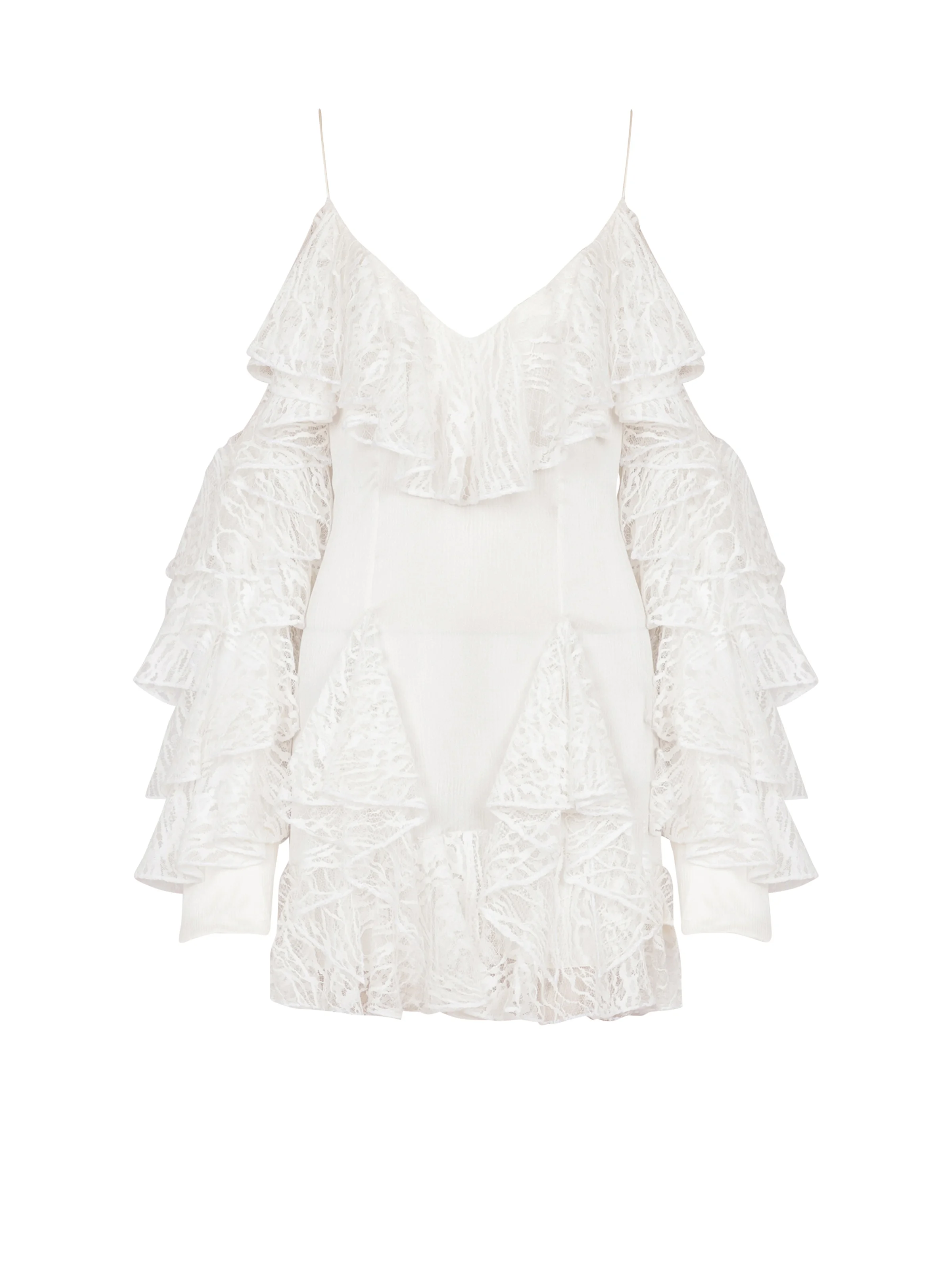 Flowing dress with lace ruffles - 1