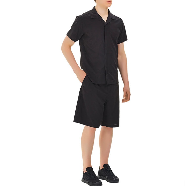 Men's Y-3 Solid Color Casual Short Sleeve Shirt Black FN5705 - 6