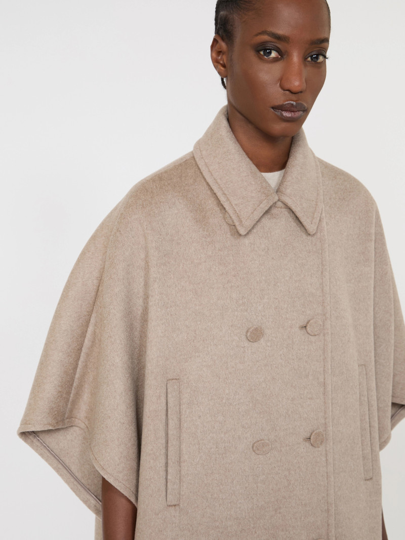 FARAONE Lightweight cashmere broadcloth cape - TAWNY BRONZE BROWN 5