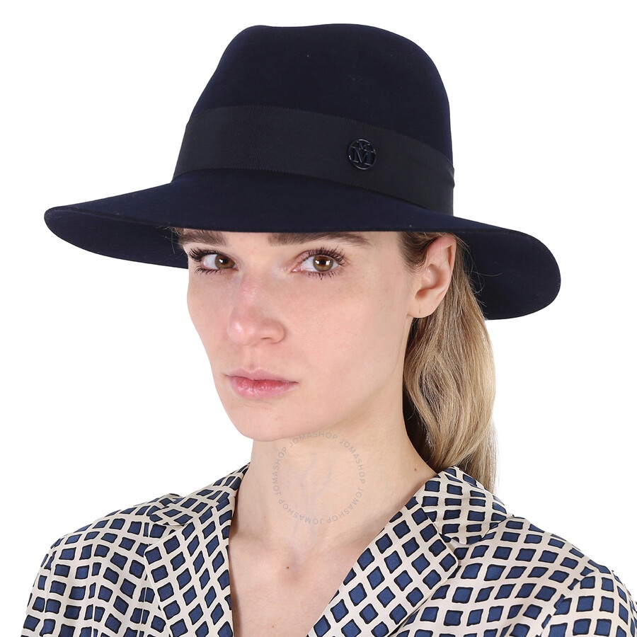 Maison Michel Ladies Navy Henrietta Wool Felt Fedora Hat - 2