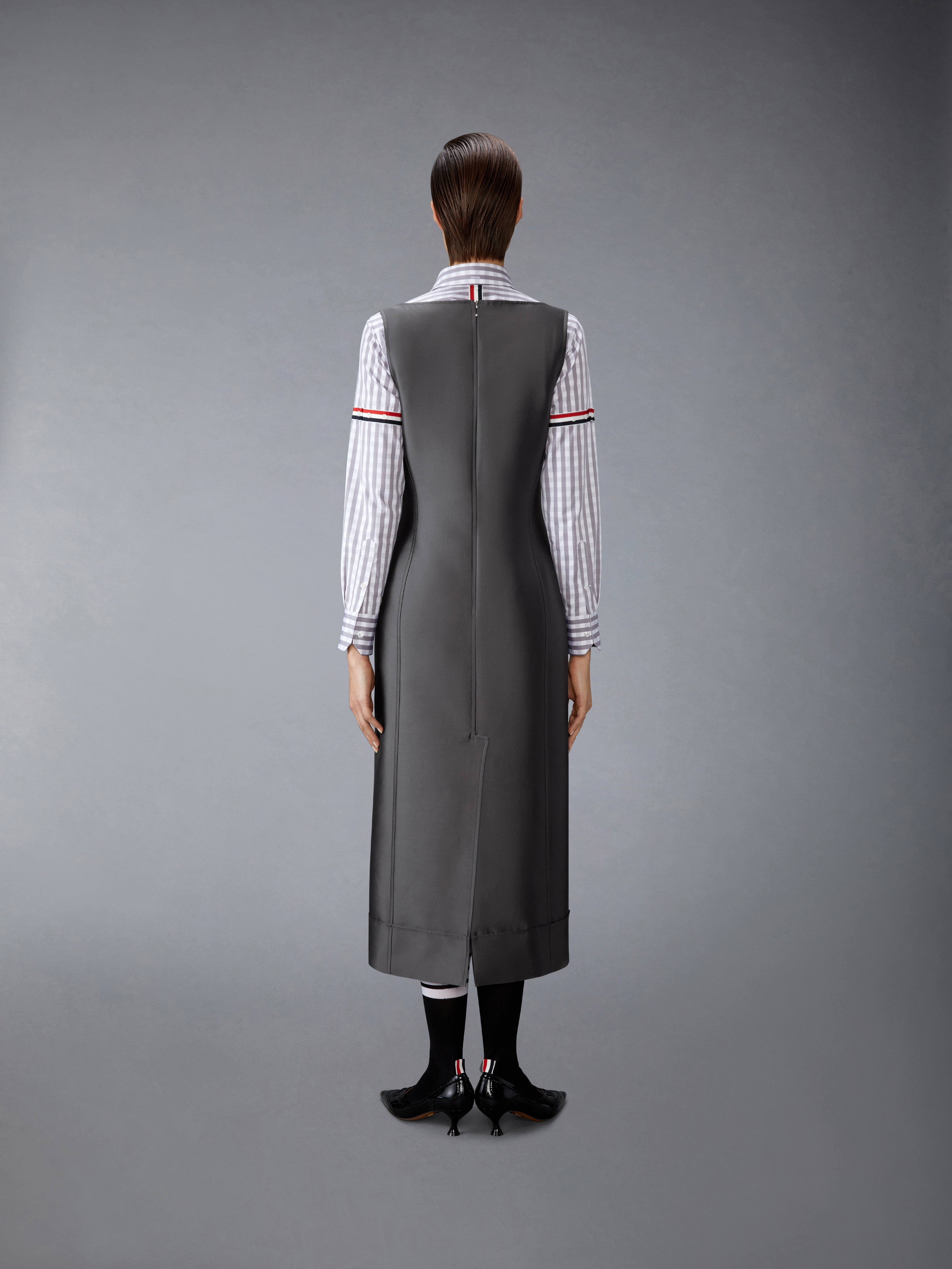 WOOL AND SILK SQUARE NECK COLUMN DRESS - 6