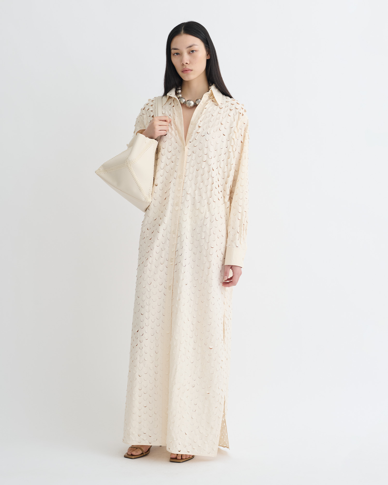 Laser-Cut Heavy Poplin Shirt Dress - 4